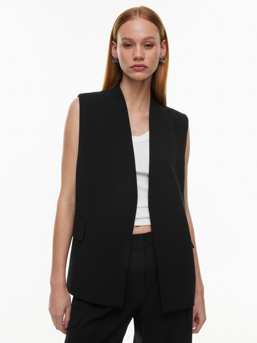 Topshop • NWT Black Sleeveless Open-Front Vest
